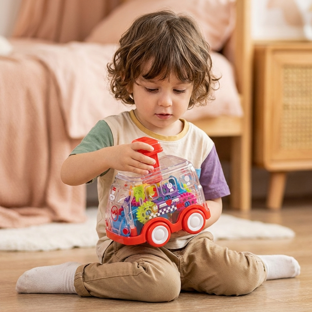 Colorful Gear Mechanism Push-and-Go Toy Cars for Kids - Educational STEM Toy