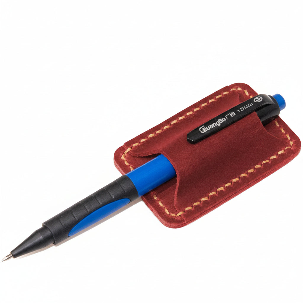 Hand-Stitched Full-Grain Leather Pen Holder & Journal Clip – Premium Accessory