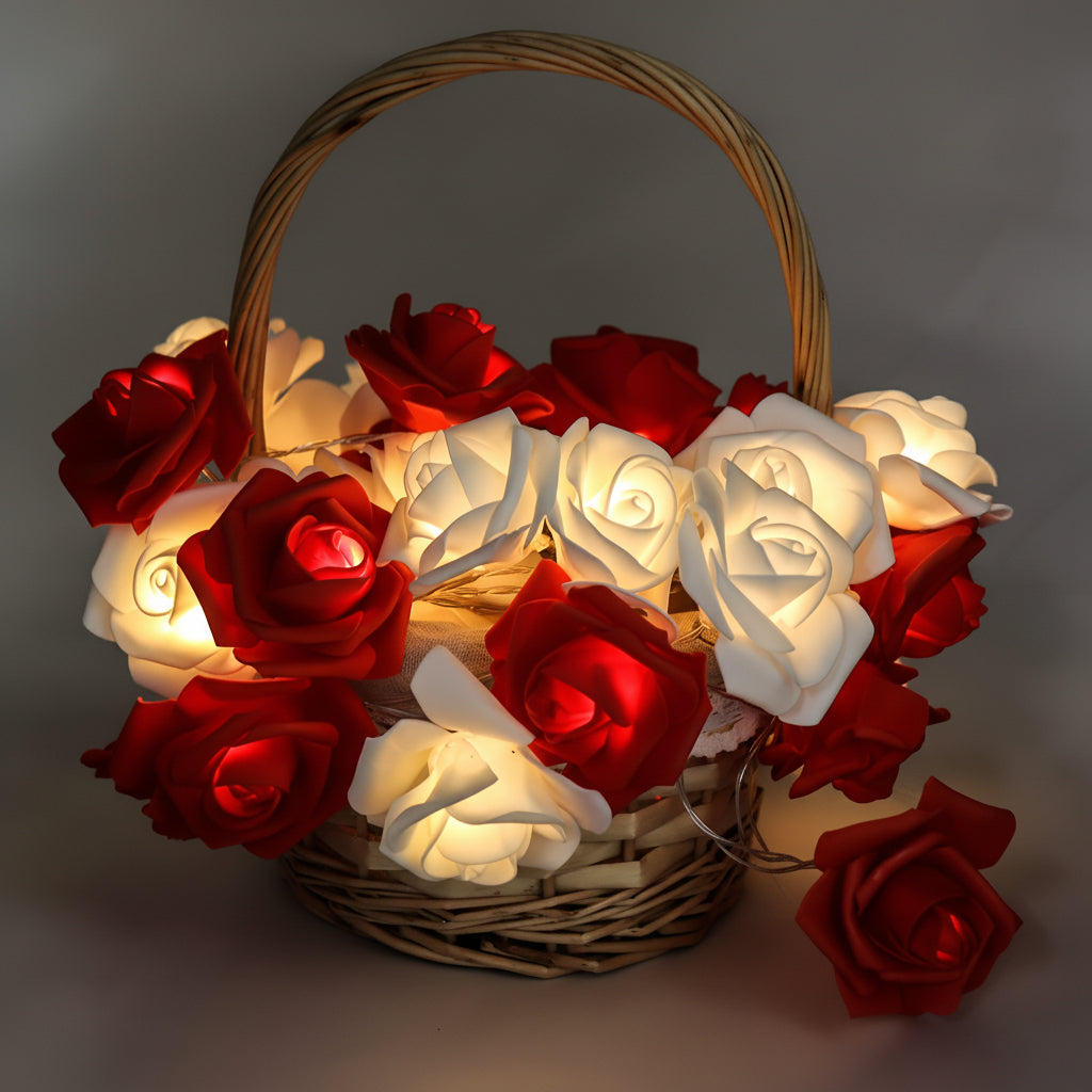 Battery-Powered Rose Flower String Lights - Romantic Decor