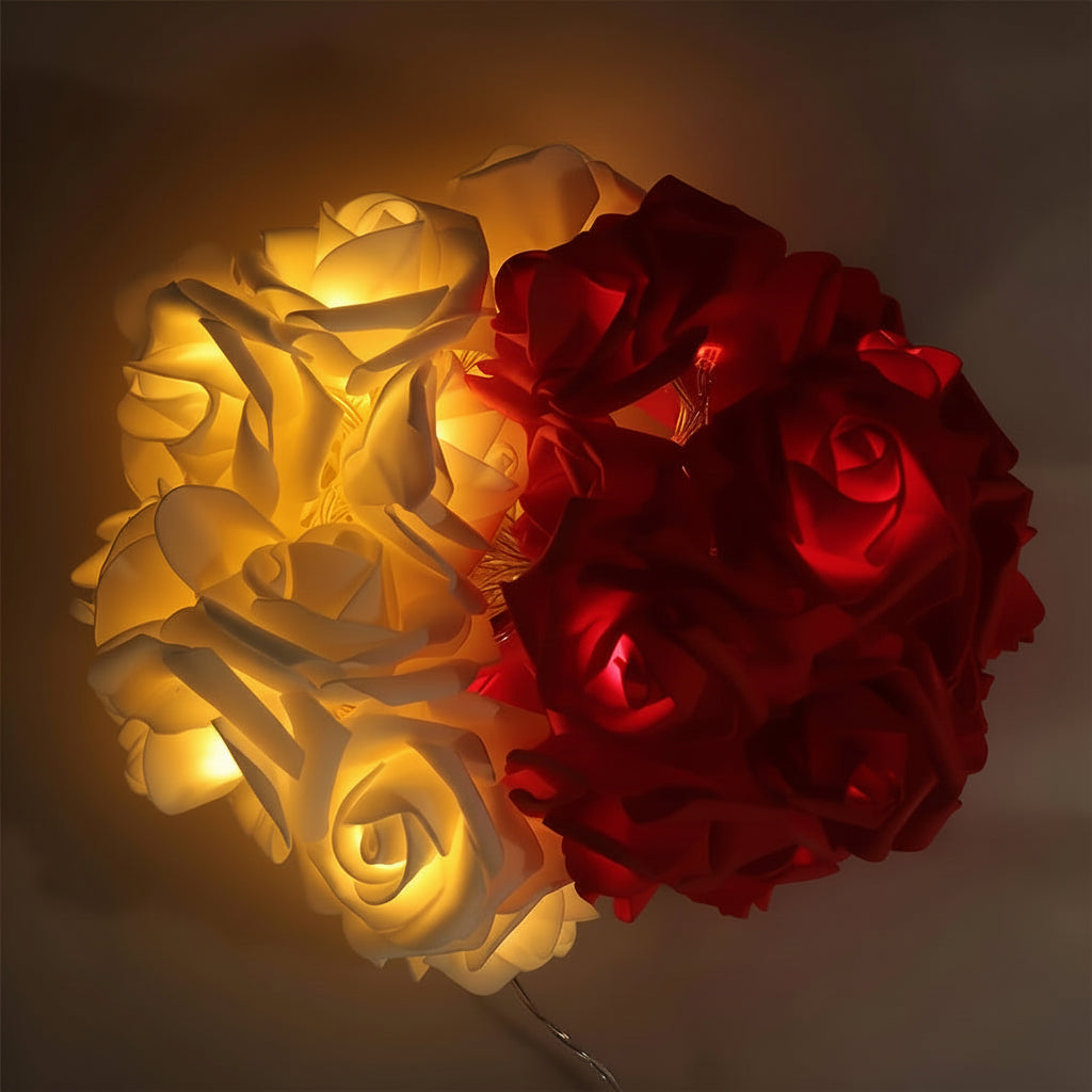 Battery-Powered Rose Flower String Lights - Romantic Decor