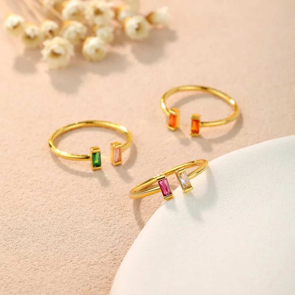 Adjustable Gold Ring with Birthstone and Cubic Zirconia – A Perfect Mother's Day Gift