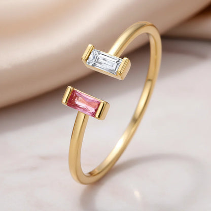 Adjustable Gold Ring with Birthstone and Cubic Zirconia – A Perfect Mother's Day Gift