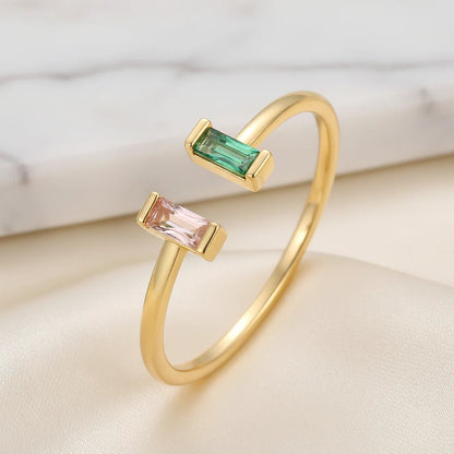 Adjustable Gold Ring with Birthstone and Cubic Zirconia – A Perfect Mother's Day Gift