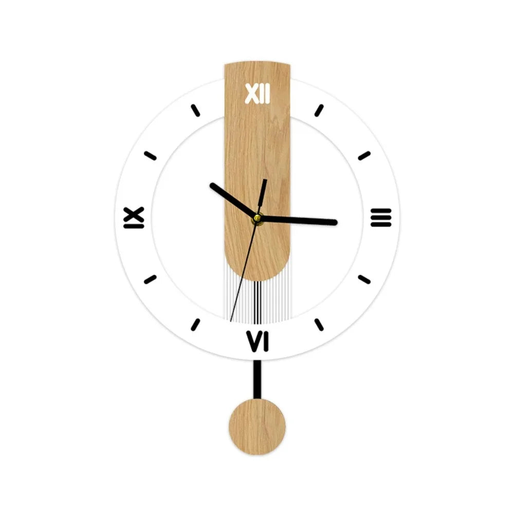 Sleek Minimalist Pendulum Wall Clock — Modern Acrylic & Wood Design
