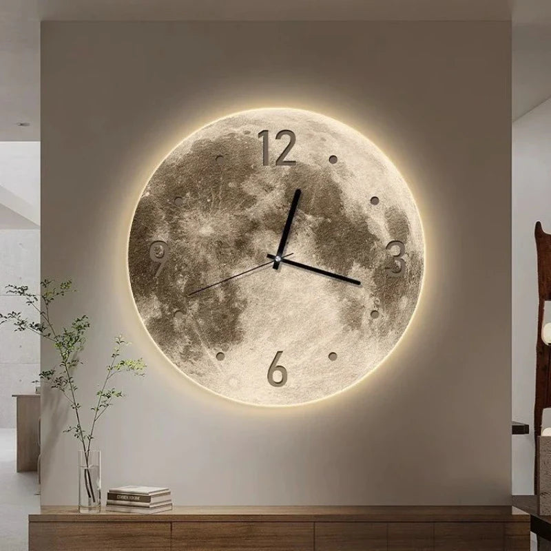 Lunar LED Wall Clock — Radiant Illuminated Moon Design