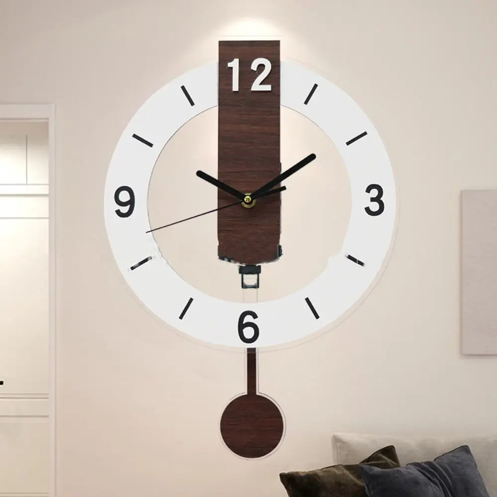 Sleek Minimalist Pendulum Wall Clock — Modern Acrylic & Wood Design