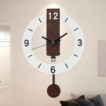 Sleek Minimalist Pendulum Wall Clock — Modern Acrylic & Wood Design