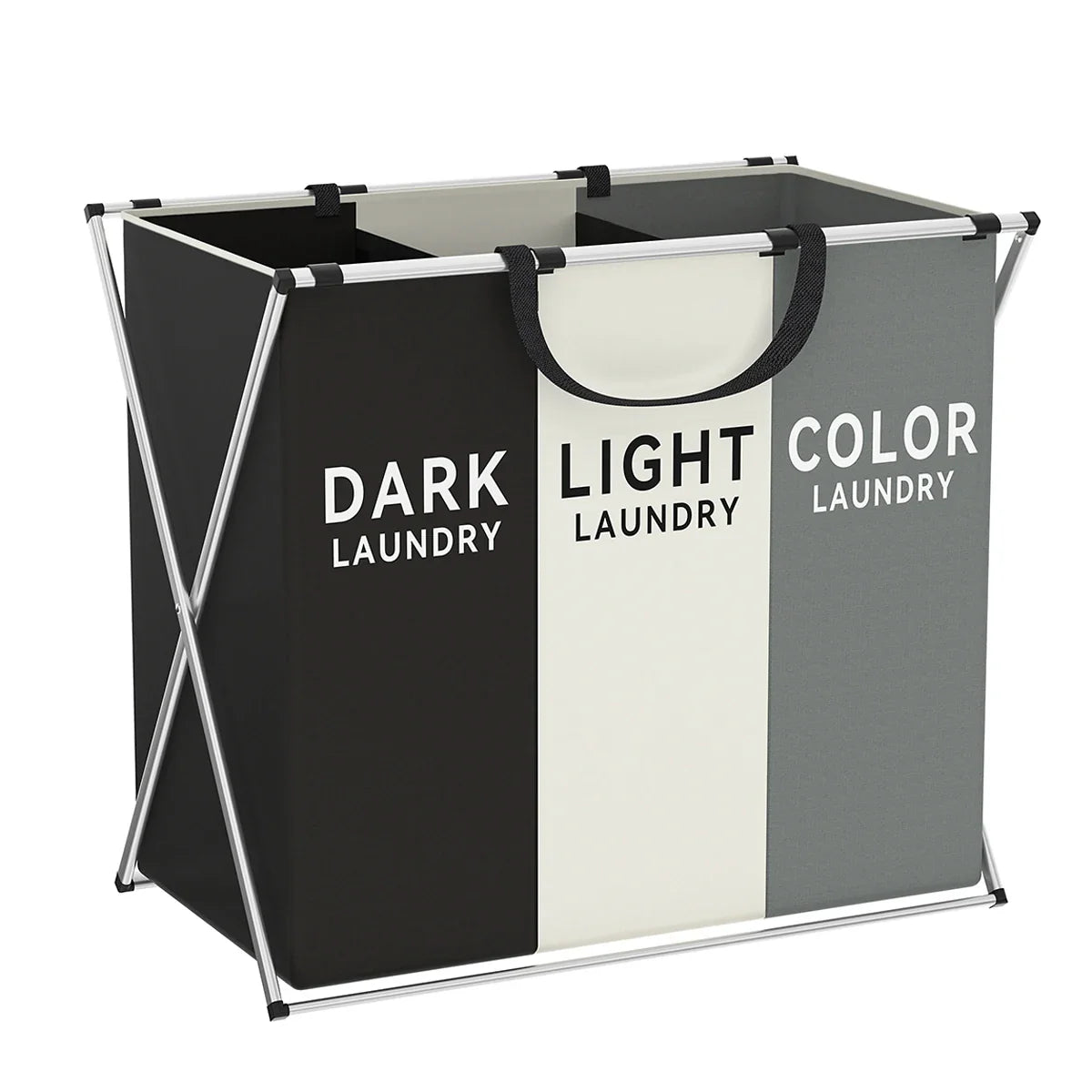 TriSort 3-Section Laundry Hamper - Foldable Clothes Basket with Compartments for Easy Sorting