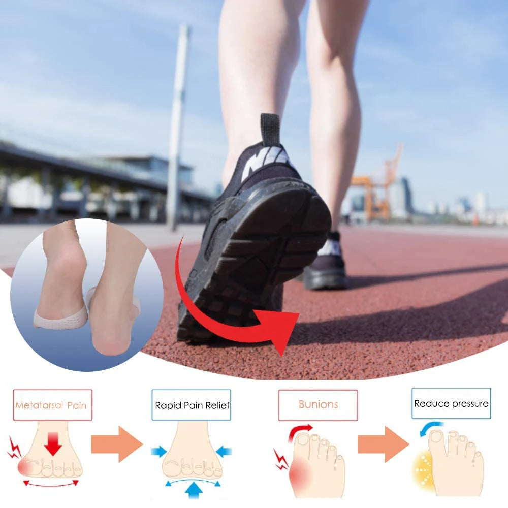 2pcs Silicone Metatarsal Pads Toe Separator Hallux Valgus Corrector Finger Bunion Orthotics Massage Forefoot Socks Foot Care Too