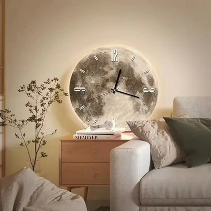 Lunar LED Wall Clock — Radiant Illuminated Moon Design