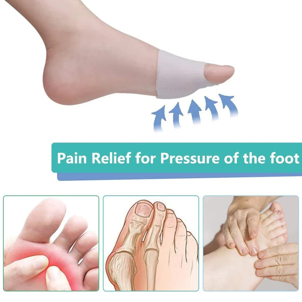 2pcs Silicone Metatarsal Pads Toe Separator Hallux Valgus Corrector Finger Bunion Orthotics Massage Forefoot Socks Foot Care Too