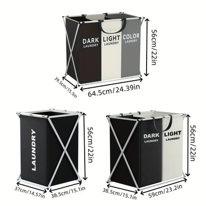 TriSort 3-Section Laundry Hamper - Foldable Clothes Basket with Compartments for Easy Sorting