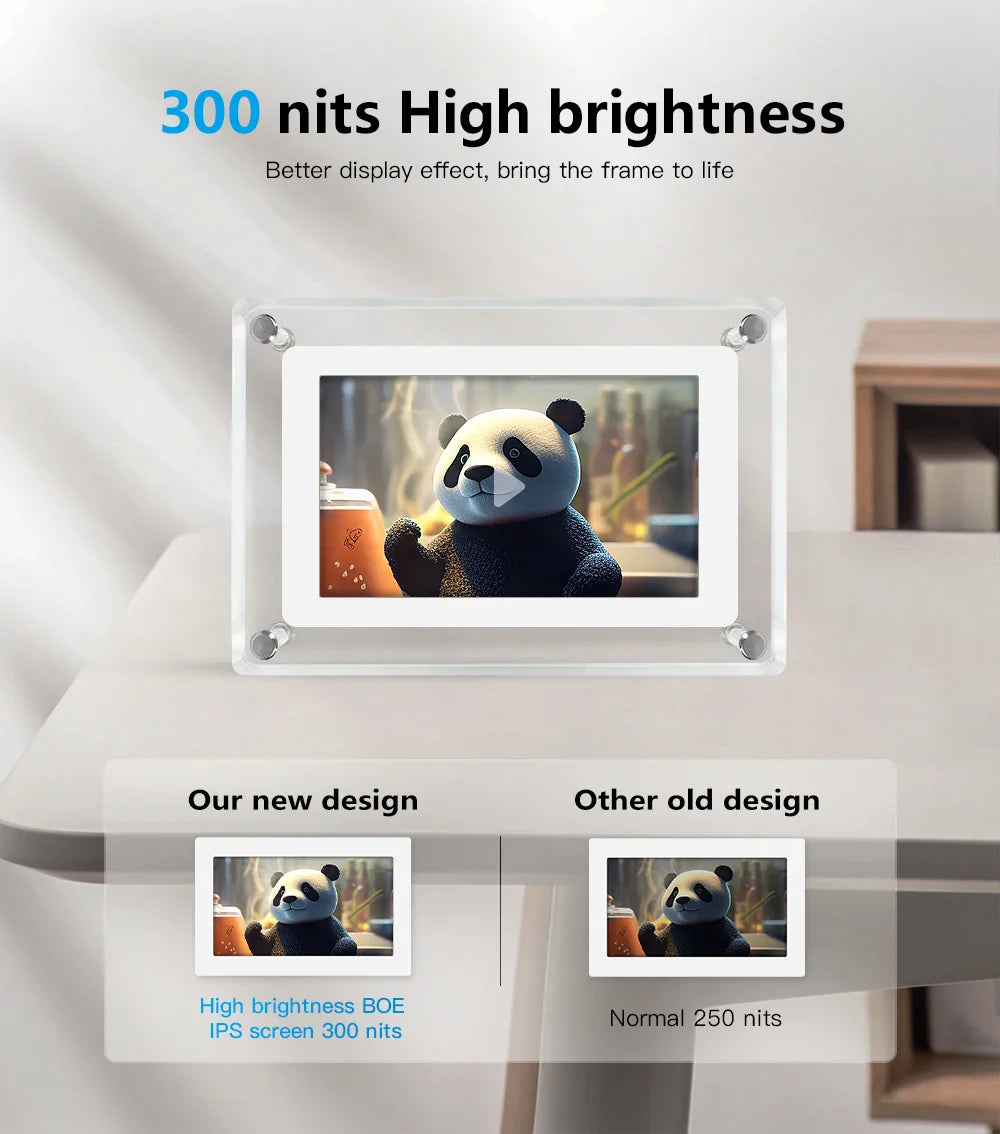 ClearFrame Portable Acrylic Digital Photo Frame with IPS