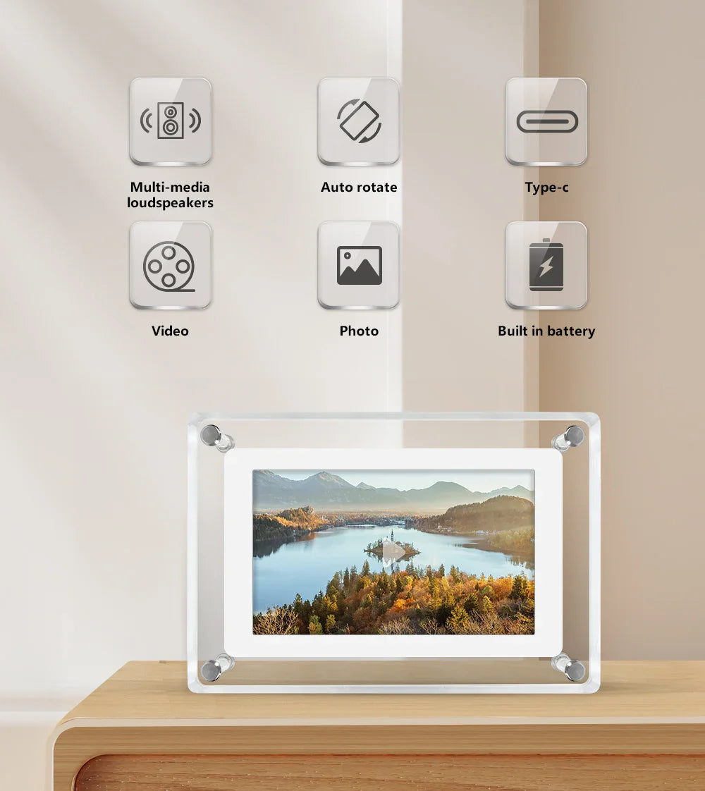 ClearFrame Portable Acrylic Digital Photo Frame with IPS