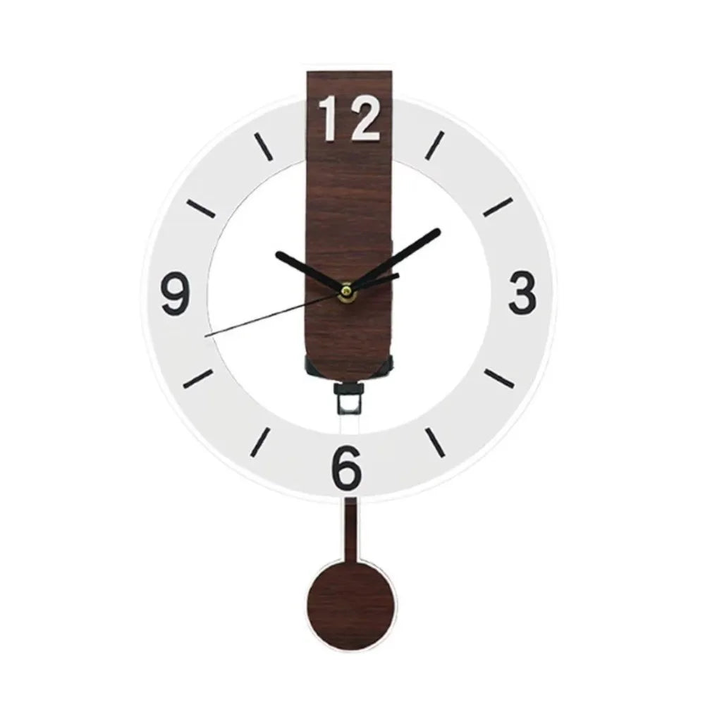 Sleek Minimalist Pendulum Wall Clock — Modern Acrylic & Wood Design