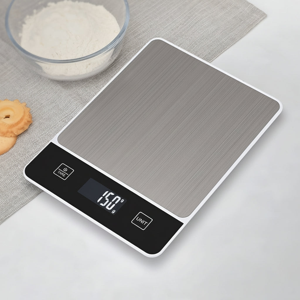 Digital Kitchen Scale – Stainless Steel, 22 lb Capacity for Precise Food Measurement