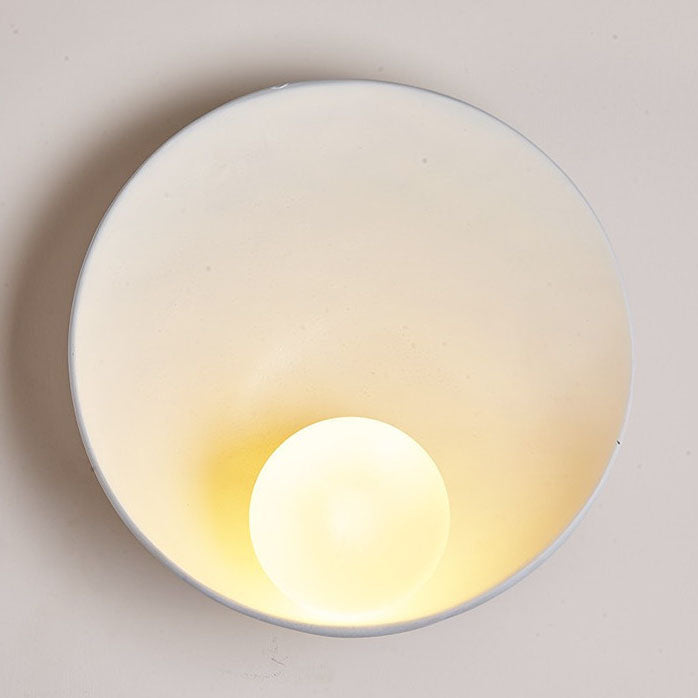 Sleek Modern Round Wall Sconce with Resin & Iron Accent Lighting