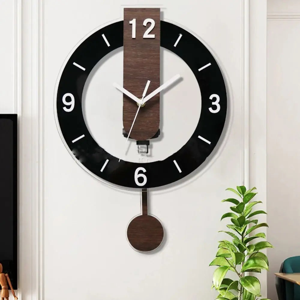 Sleek Minimalist Pendulum Wall Clock — Modern Acrylic & Wood Design