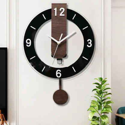 Sleek Minimalist Pendulum Wall Clock — Modern Acrylic & Wood Design