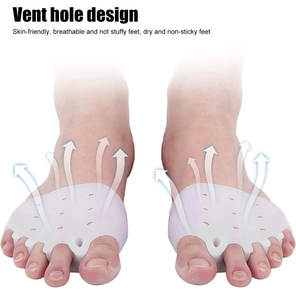 2pcs Silicone Metatarsal Pads Toe Separator Hallux Valgus Corrector Finger Bunion Orthotics Massage Forefoot Socks Foot Care Too