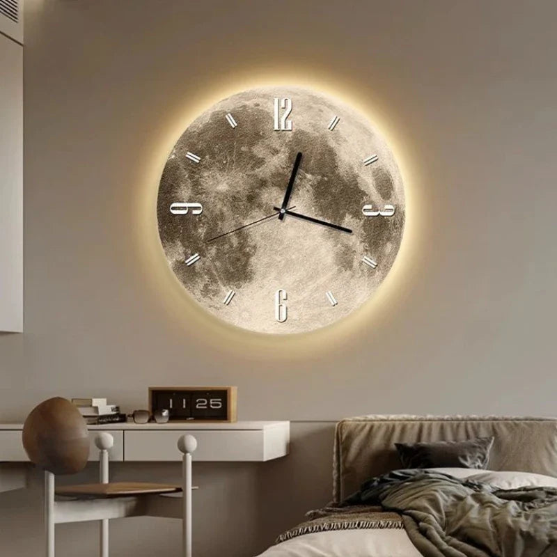 Lunar LED Wall Clock — Radiant Illuminated Moon Design
