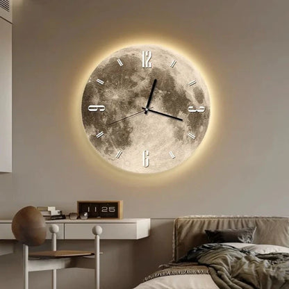 Lunar LED Wall Clock — Radiant Illuminated Moon Design