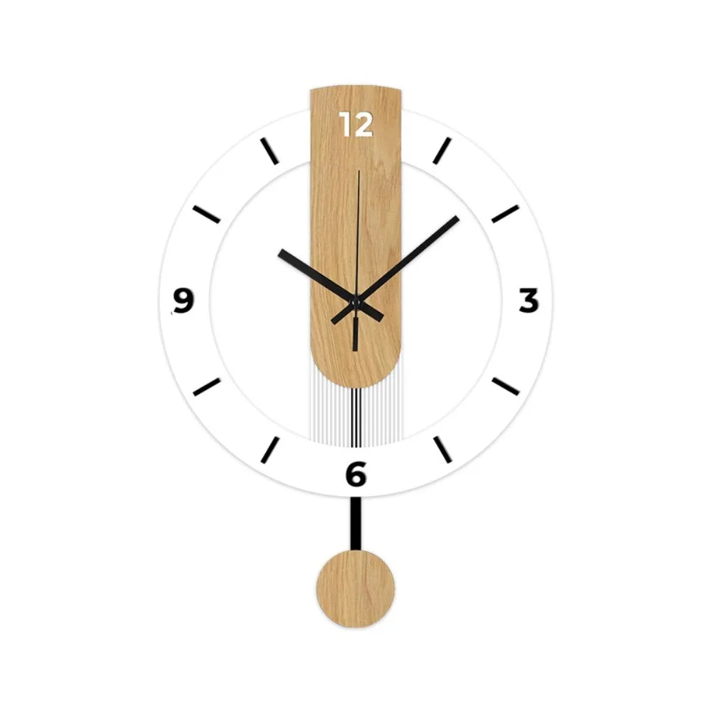 Sleek Minimalist Pendulum Wall Clock — Modern Acrylic & Wood Design