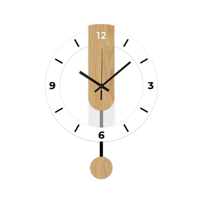 Sleek Minimalist Pendulum Wall Clock — Modern Acrylic & Wood Design
