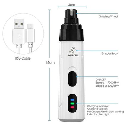 Dog Nail Grinders Painless USB Charging  Rechargeable Pet Nail Clippers Quiet Electric Dog Cat Paws Nail Grooming Trimmer Tools