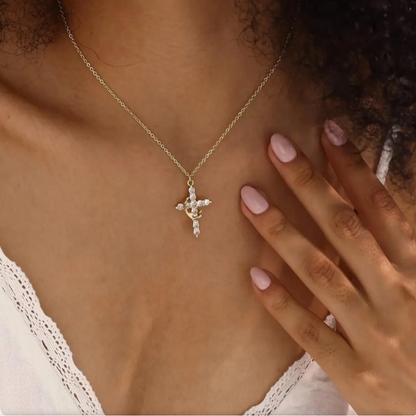 Crown Cross Pendant Necklace - Faith Jewelry Gift for Mother's Day