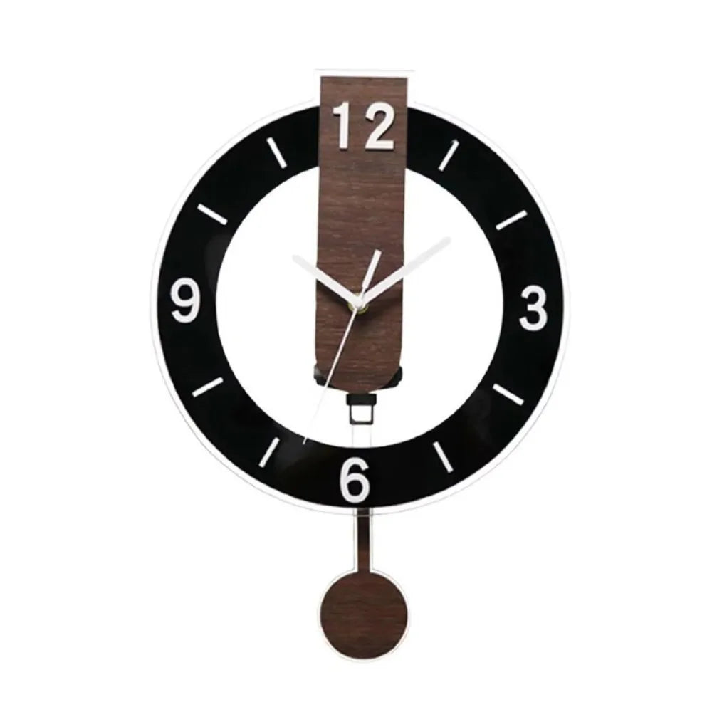 Sleek Minimalist Pendulum Wall Clock — Modern Acrylic & Wood Design