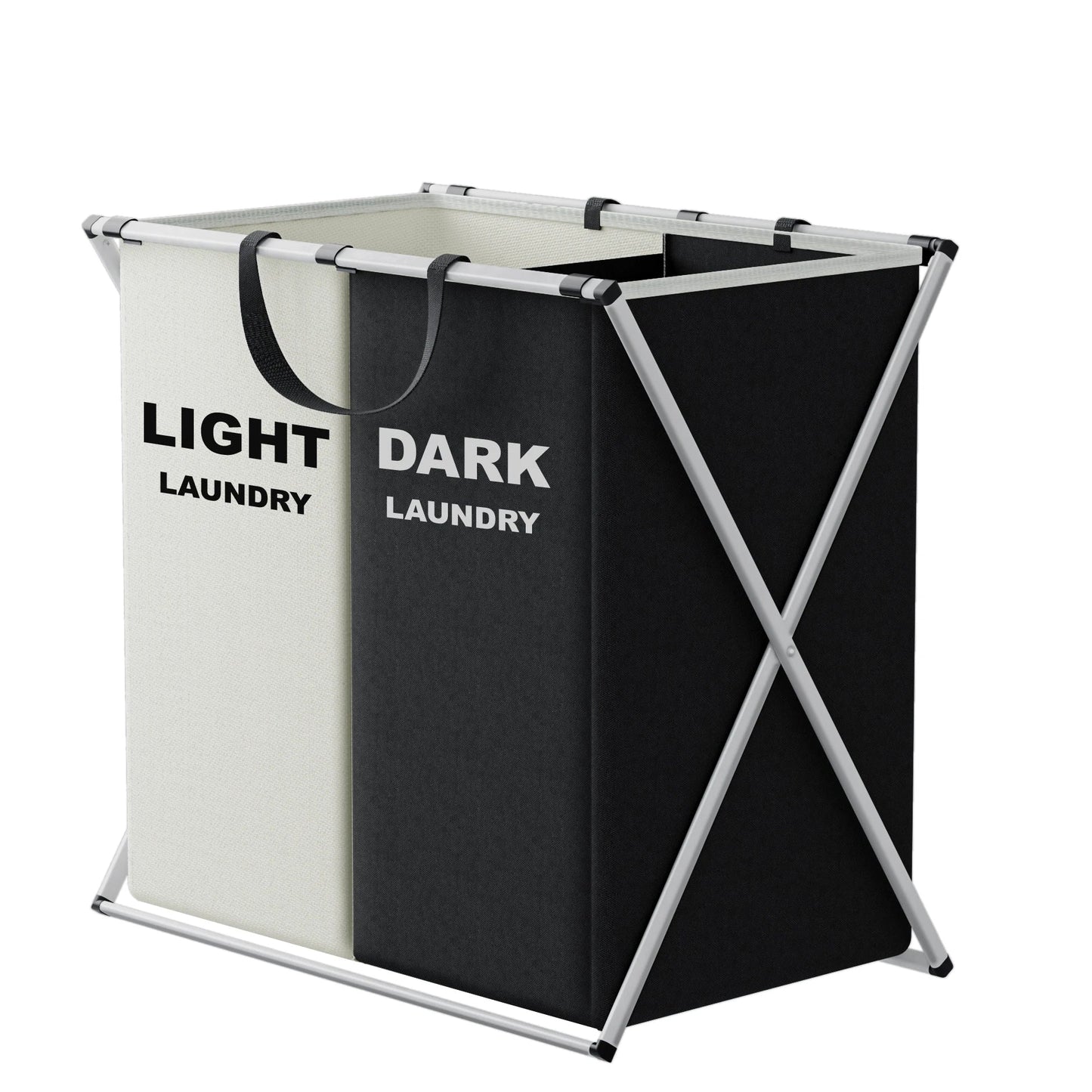 TriSort 3-Section Laundry Hamper - Foldable Clothes Basket with Compartments for Easy Sorting