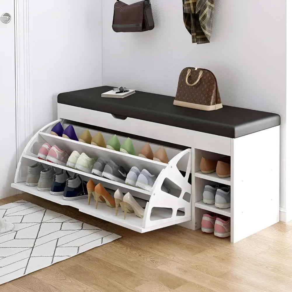 Foldable Shoe Rack Bench – Space-Saving Storage Cabinet with Easy Fold Design