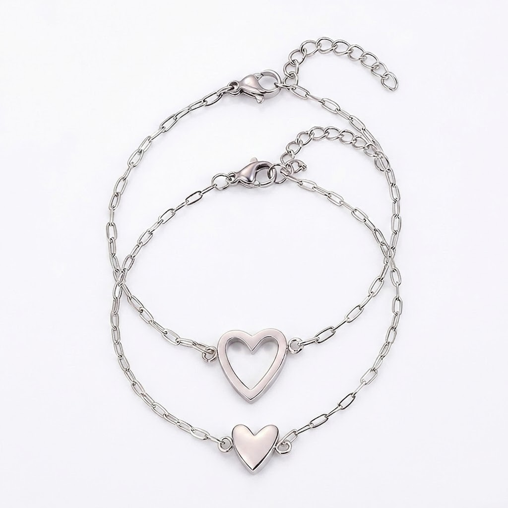 Adjustable Heart Chain Bracelet – Matching Couple Jewelry