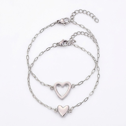 Adjustable Heart Chain Bracelet – Matching Couple Jewelry