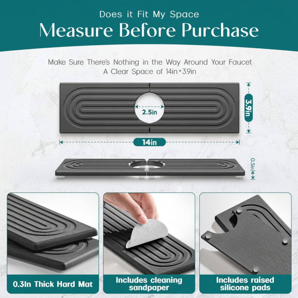 Diatomite Stone Sink Mat – Quick-Dry Faucet Tray for Kitchen Counter
