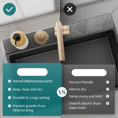 Diatomite Stone Sink Mat – Quick-Dry Faucet Tray for Kitchen Counter