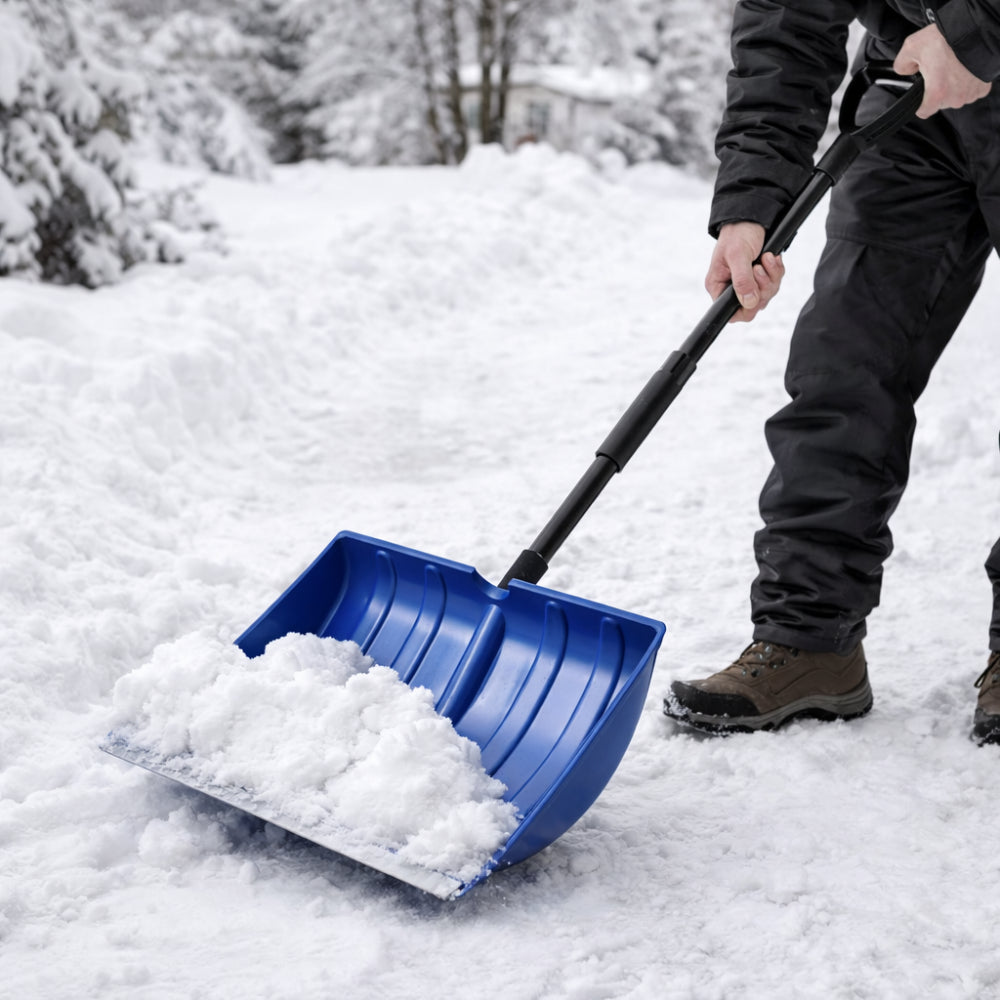 Adjustable-Handle Snow Shovel with Wide Blade Plastic Scoop Tool