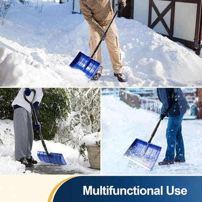 Adjustable-Handle Snow Shovel with Wide Blade Plastic Scoop Tool