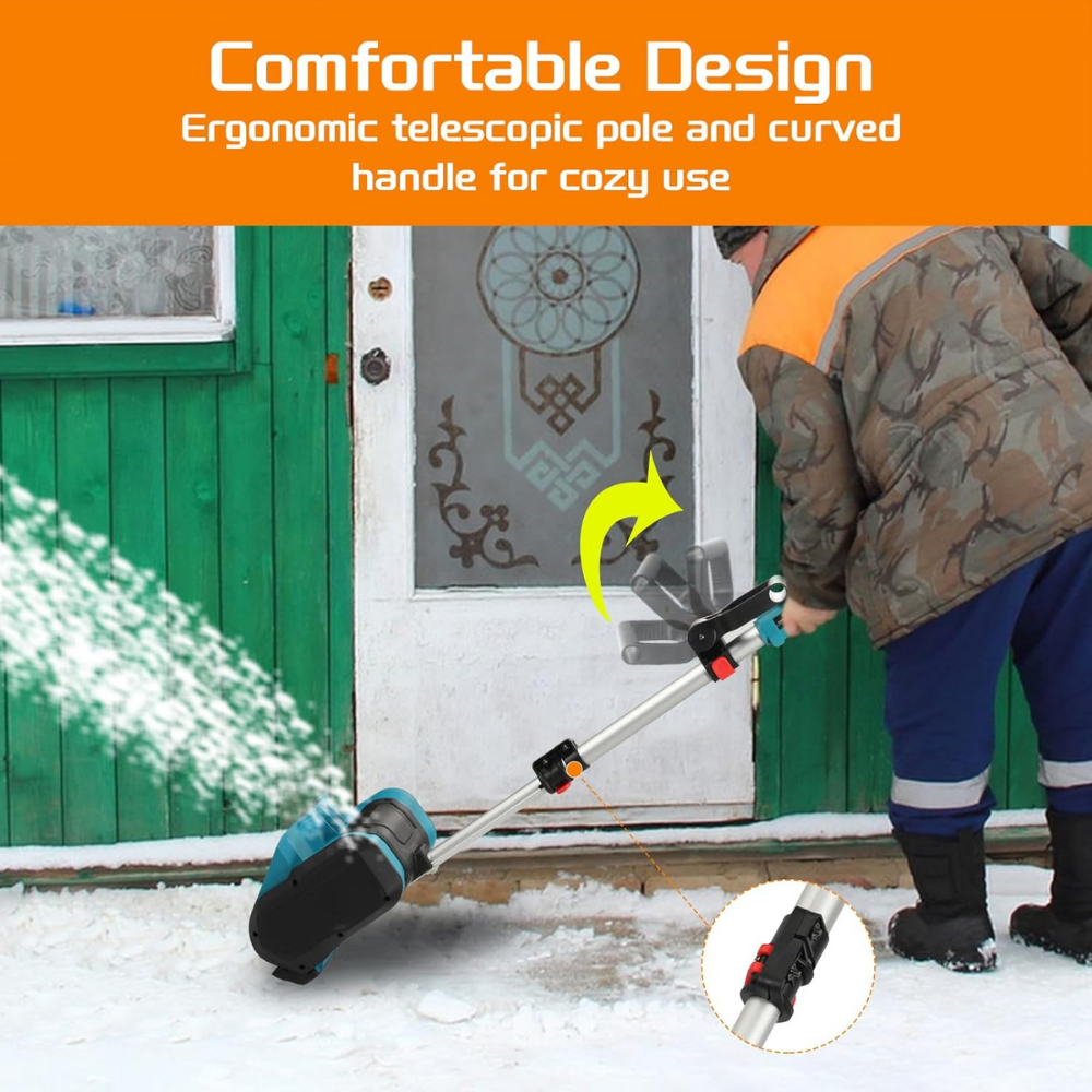 Cordless Snow Blower – Battery-Powered, Lightweight Plastic Sweeper for Driveways and Decks