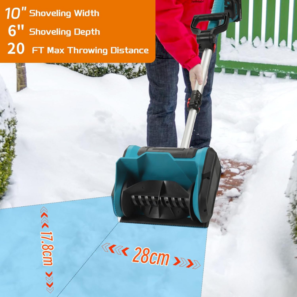 Cordless Snow Blower – Battery-Powered, Lightweight Plastic Sweeper for Driveways and Decks