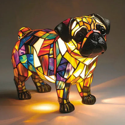 Dog-Style Stained Glass Table Lamp