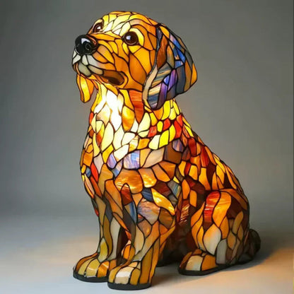 Dog-Style Stained Glass Table Lamp