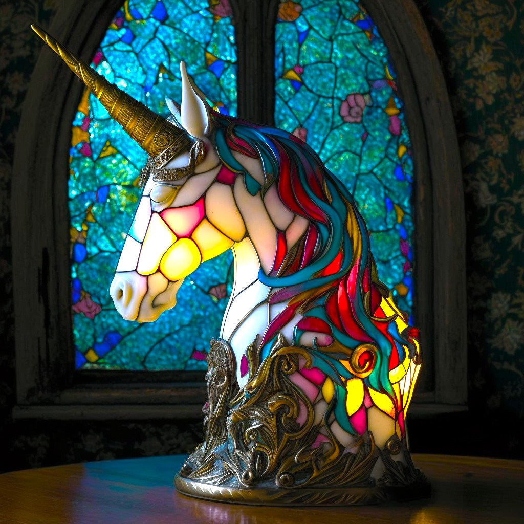 Animal-Themed Table Lamp with Stained-Glass-Effect Accent Light