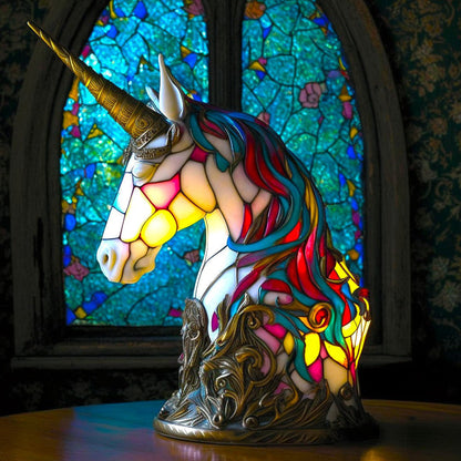 Animal-Inspired Stained Glass Style Table Lamp with LED Accent Light