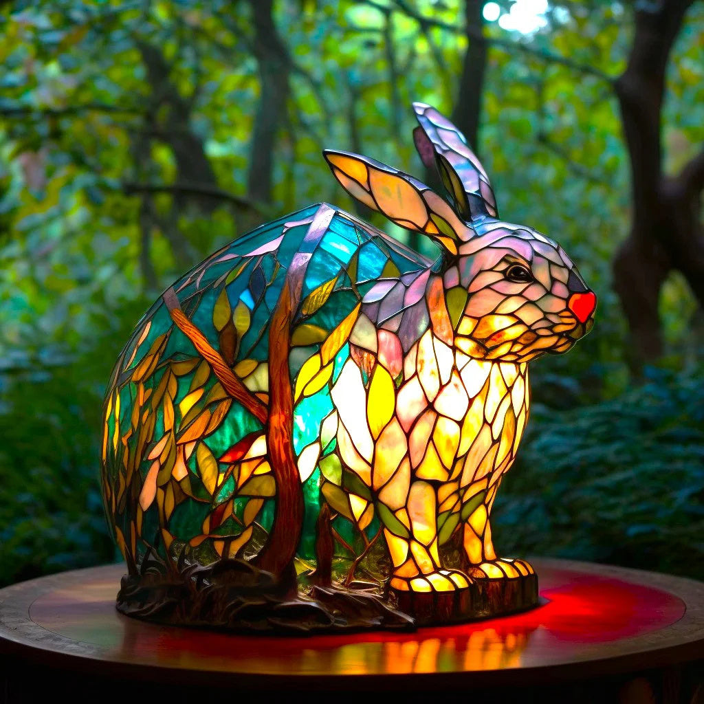 Animal-Themed Table Lamp with Stained-Glass-Effect Accent Light