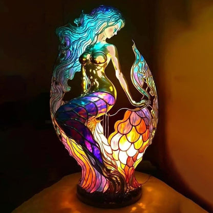 Animal-Themed Table Lamp with Stained-Glass-Effect Accent Light