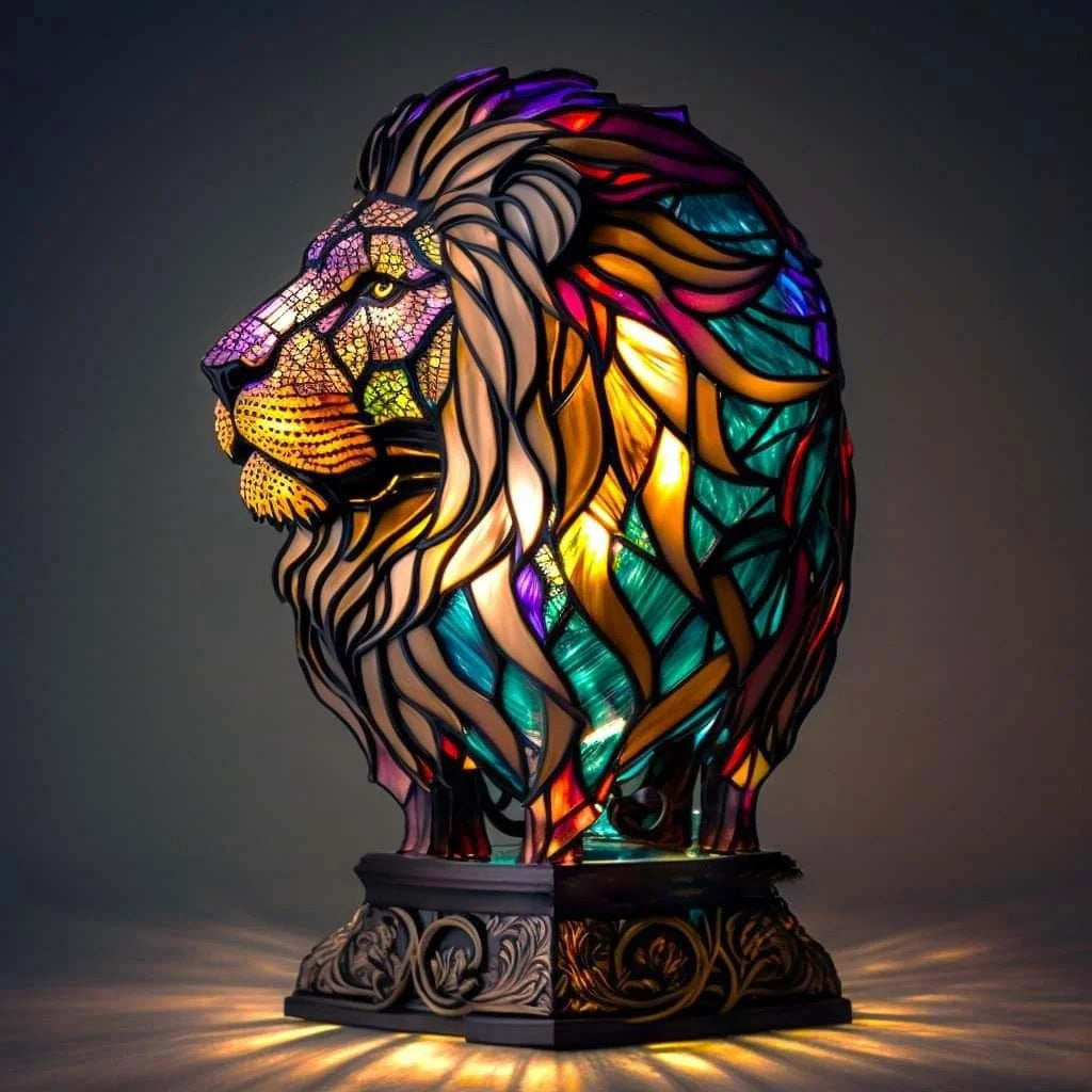 Animal-Themed Table Lamp with Stained-Glass-Effect Accent Light