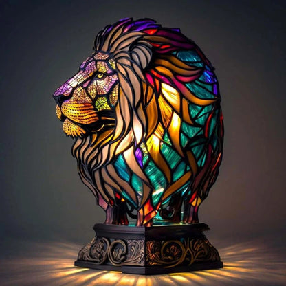 Animal-Themed Table Lamp with Stained-Glass-Effect Accent Light