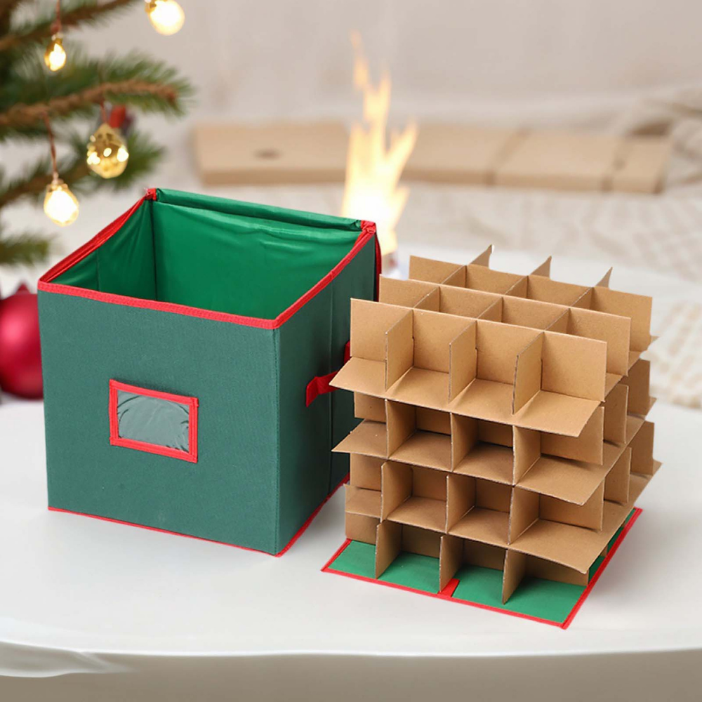 Durable 3-Tray Ornament Storage Box in 600D Oxford Fabric